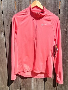 Nike Women’s Pink Half-Zip Long-Sleeve Swim Coverup